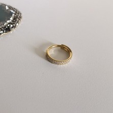 Bylin G23 Titanyum Çift Zirkon Taşlı Gold Halka Piercing - Çap 10 mm