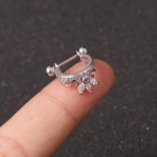 Bylin Zirkon Taşlı Taç Halka Piercing. Bar Uzunluğu 8 mm