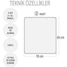 Tox 2 Set - 42 Parça Tox Kız ve Erkek Duyguları Öğreniyorum Keçe Cırtlı Duvar Panoları , Eğitici Oyuncak