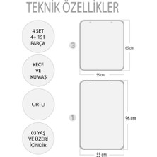 Tox 4 Set  151 Parça Tox Iskelet , Iç Organlar Sistemi , Takvim ve Rakamları Öğreniyorum Keçe Cırtlı Duvar Panoları , Eğitici Oyuncak