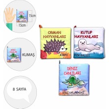 Tox 3 Kitap Tox Orman, Deniz ve Kutup Hayvanları Kumaş Sessiz Kitap T055 T056 T059 - Bez Kitap , Eğitici Oyuncak , Yumuşak ve Hışırtılı