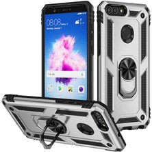 Case World Huawei P Smart Kapak Military Yüzüklü Stantlı Panzer Tank Kılıf - Gri