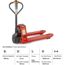 Rolwal 1500 Kg Tam Akülü Transpalet EPT15