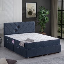 Setay Lux Class Yandan Açılır Çift Kişilik Baza Başlık Deluxe Yatak Seti - Lacivert
