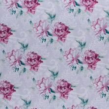 Benimol Gri Zeminli Yeşil Bordo Yapraklı Sarmaşık Desen Dokuma Dijital Baskılı Kadife Şönil