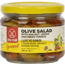 The Mill Gurme Zeytin Salatası 280 gr Cam Kavanoz - Ceviz, Limon ve Kurutulmuş Domates İle - Salatalar, Atıştırmalık ve Kahvaltılık İçin İdeal - Doğal İşlenmiş - Pastörize