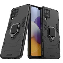 Microcase Samsung Galaxy M22 5g Batman Serisi Yüzük Standlı Armor Kılıf - Siyah