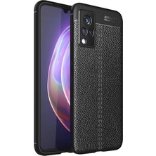 Microcase Vivo V21 Leather Silikon Kılıf - Siyah