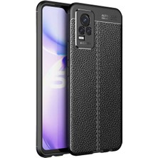 Microcase Vivo V21E Leather Silikon Kılıf - Siyah