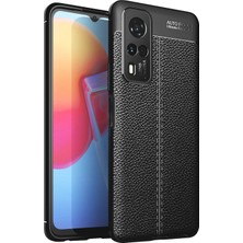 Microcase Vivo Y31 2021 Leather Silikon Kılıf - Siyah