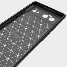 Microcase Google Pixel 6 Brushed Carbon Fiber Silikon Kılıf - Siyah