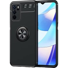 Microcase Oppo A16 Focus Serisi Yüzük Standlı Silikon Kılıf - Siyah