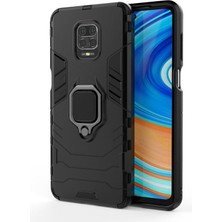 Microcase Xiaomi Redmi Note 10 Lite - Redmi Note 9s Batman Serisi Yüzük Standlı Armor Kılıf - Siyah