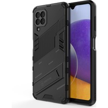 Microcase Samsung Galaxy M22 Matrix Serisi Armor Standlı Perfect Koruma Kılıf - Siyah