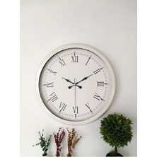Aib Store Hediyelik Metal Beyaz Retro Dekoratif Duvar Saati 40 cm