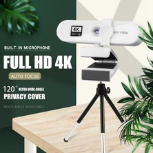 Yesper 1080P 2k 4K Tam USB Otomatik Noktası W/gizlilik Kapağı Tripod ile Dönülebilir 4K Beyaz (Yurt Dışından)