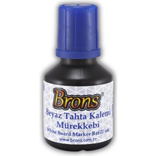 Brons Mavi Yazı Tahta Kalemi Doldurulabilir 2 Adet ve Silinebilir Mürekkep 30 ml 1 Adet Brons Yazı Tahta Kalem Seti