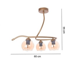 Umur Aydınlatma Snake 3'lü Eskitme Gold Camlı Sarkıt Avize