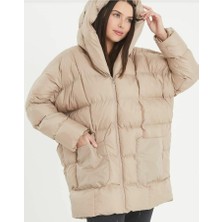 Glr & Gym Alara Kadın Bej Kışlık Oversize Şişme Mont