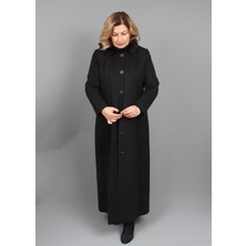 Glr & Gym Büyük Beden Anne Kışlık Kaşmir Siyah Manto