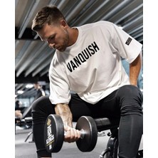 Amor Man Yuvarlak Yaka Vanquish Göğüs Baskili Ter Tutmayan  Pamuk Oversize Erkek Gym T-Shirt