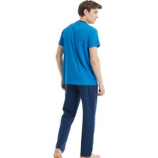 Blackspade 1011B189-001 Gel-Kayano 28 VYaka Normal Bel Düz Mavi Erkek Pijama Takımı