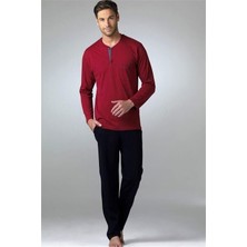 Pierre Cardin 5454 Erkek Uzun Kollu Pijama Takımı-Bordo