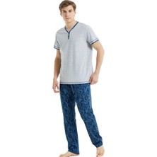 Blackspade 30821 Düğmeli Normal Bel Düz Gri Erkek Pijama Takımı