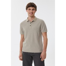 Lee Cooper Tylen Erkek %100 Pamuk Polo Yaka T-Shirt Koyu Bej