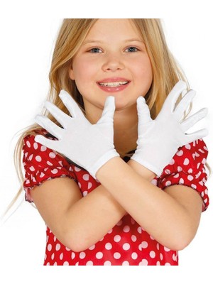 Pandoli 10 Adet 23 Nisan Için Beyaz Renk Likralı Çocuk Gösteri Pandomim Eldiveni 5-10 Yaş