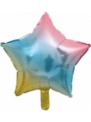 Yıldız Folyo Balon Gökkuşağı Renk 18 Inç 5 Adet