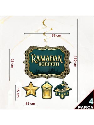 Süsle Bebek ve Parti Ramadan Kareem Tavan Süsü - 130x33cm رمضان كريم ديكور السقف