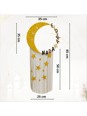 Süsle Bebek ve Parti Eid Ramadan, Püsküllü Ay SüS - 85cm x 35cm