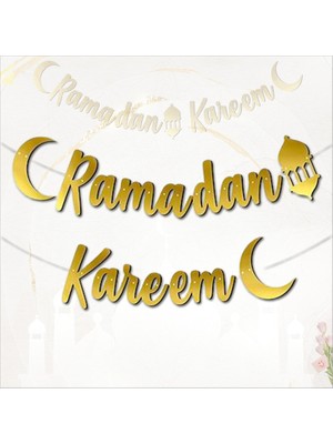 Süsle Bebek ve Parti Ramadan Kareem Metalik Altın Banner - 2,1 mt