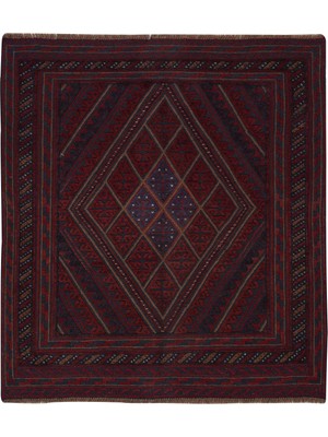 Naar Afgan Berceste El Dokuma Kırmızı Kilim 131X124 ~ 1.62 M2