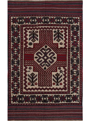 Naar Afgan Berceste 1800013 120X188 Kırmızı El Dokuma Kilim ~ 2.26 M2