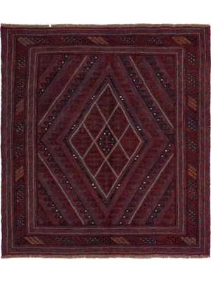 Naar Afgan Berceste 180003 134X125 Kırmızı El Dokuma Kilim ~ 1.68 M2