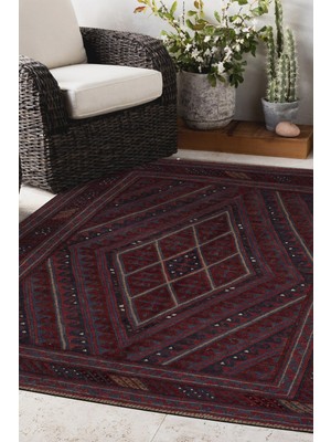 Naar Afgan Berceste 180003 134X125 Kırmızı El Dokuma Kilim ~ 1.68 M2