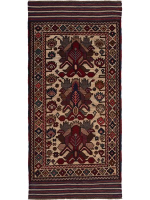 Naar Afgan Berceste 18071 93X198 Kırmızı El Dokuma Yolluk Kilim ~ 1.84 M2