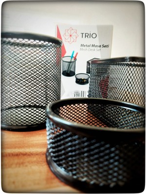 Trio Metal Masaüstü 3 Lü Set Siyah