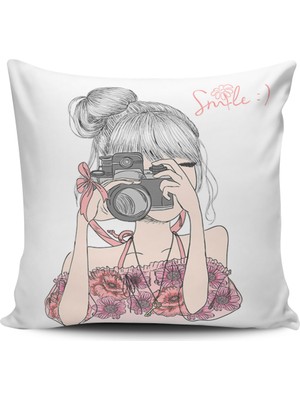 Alkan Homes Kırlent Dünyası Fashion Girl Dijital Baskılı Kırlent Kılıfı