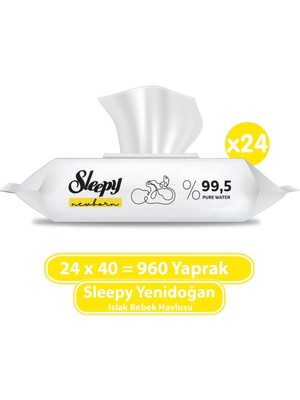 Sleepy Yenidoğan Islak Bebek Havlusu 24x40 (960 Yaprak)