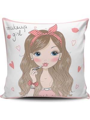 Alkan Homes Kırlent Dünyası Fashion Girl Dijital Baskılı Kırlent Kılıfı