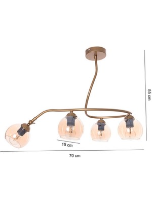 Umur Aydınlatma Snake 4'lü Eskitme Gold Camlı Sarkıt Avize