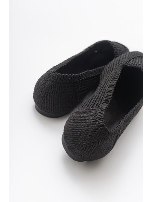 Luvi 101 Siyah Örme Kadın Babet Ayakkabı