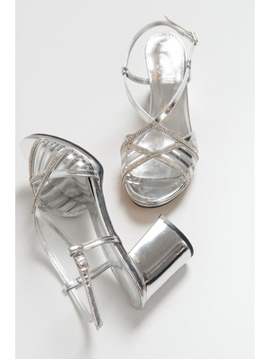 Luvi Paula Lame Taşlı Topuklu Kadın Ayakkabı