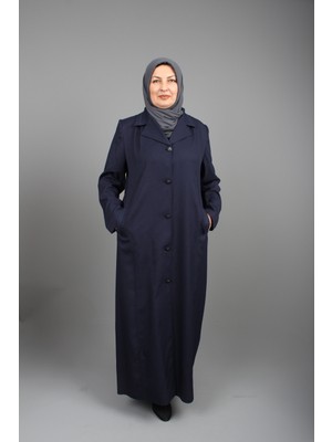 Glr & Gym Feyza Büyük Beden Siyah Anne Keten Pardesü