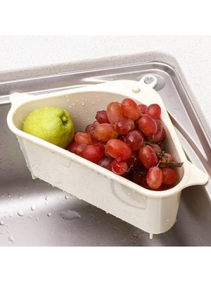 Tekno İstanbul Vantuzlu Üçgen Sebze Meyve  Lavabo Raf Evye Süzgeç Sünger Tutucu Düzenleyici Mutfak Organizer