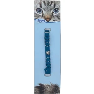 Zilli ve Halkalı Kadife Kedi Boyun Tasması - Turkuaz