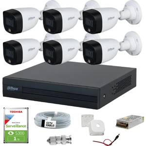 6 Kameralı Renkli Gece Görüşlü Full HD Güvenlik Kamera Seti